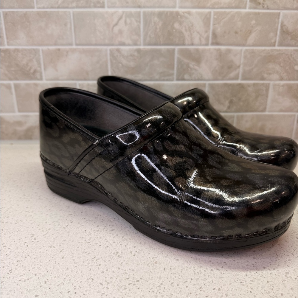 Dansko Black Leopard Print Clogs - image 2